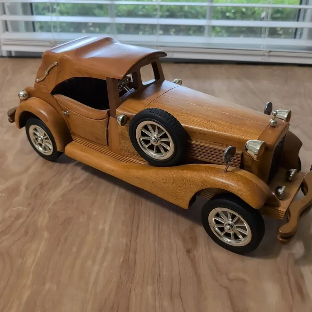 Retro Wood Car Model Handmade Packard Antique Model Wooden Car Collectible Car